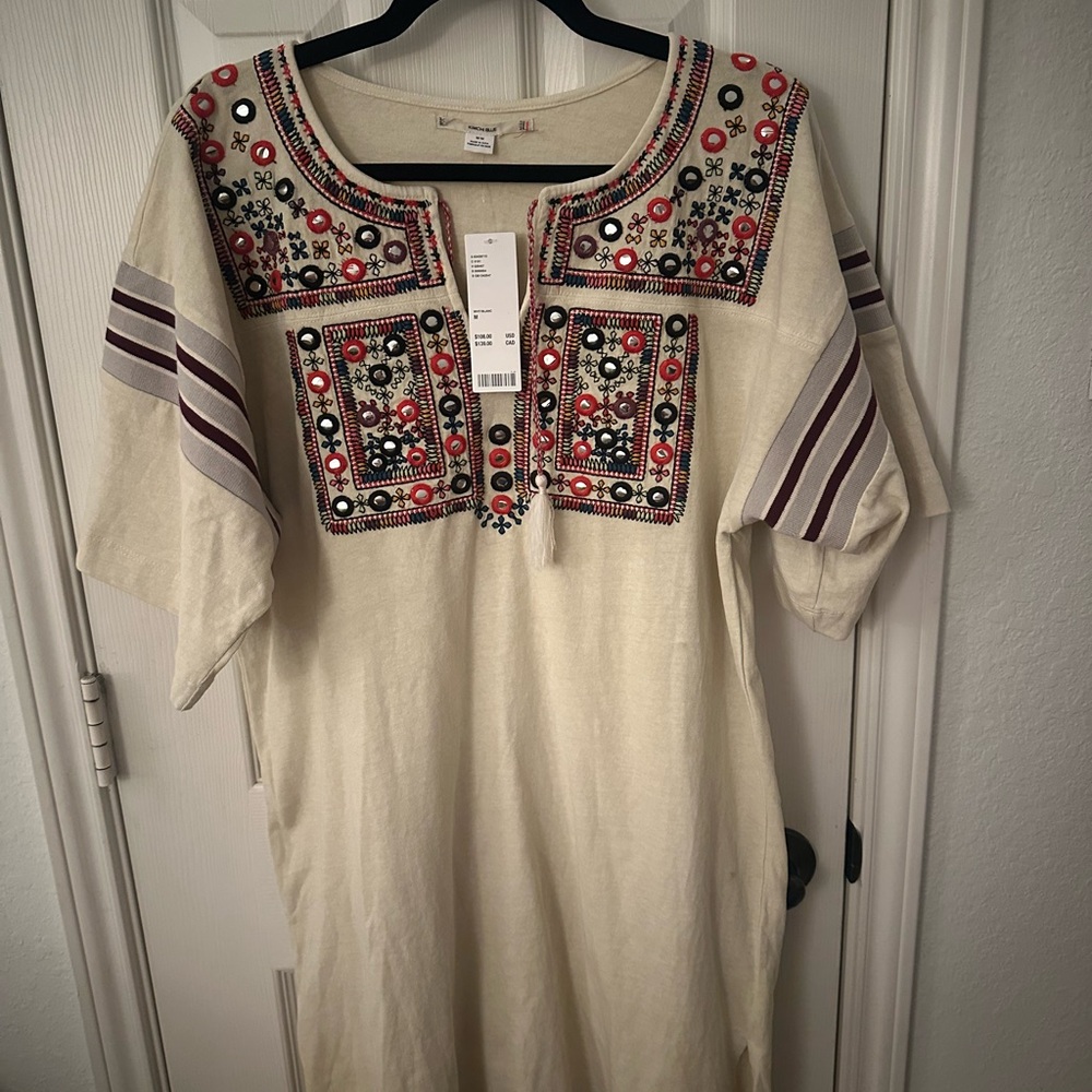 Embroidered Kimchi Blue Cream Tunic Dress